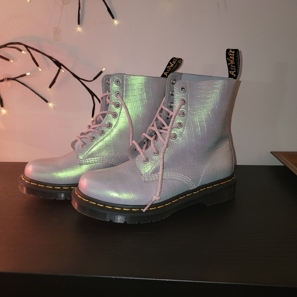 Dr Martens Iridescent Croc Pattern Pascal 1460 Lace Up Boots